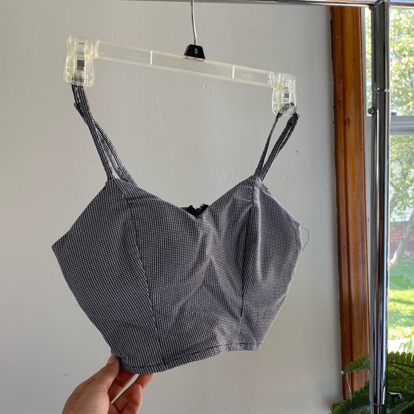 Checkered Crop Top Built in bra padding size Small - Picture 1 of 3